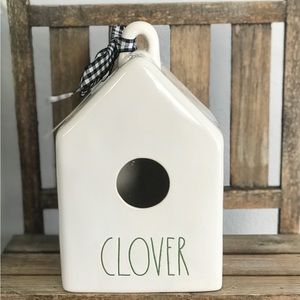 Rae Dunn CLOVER birdhouse green letters